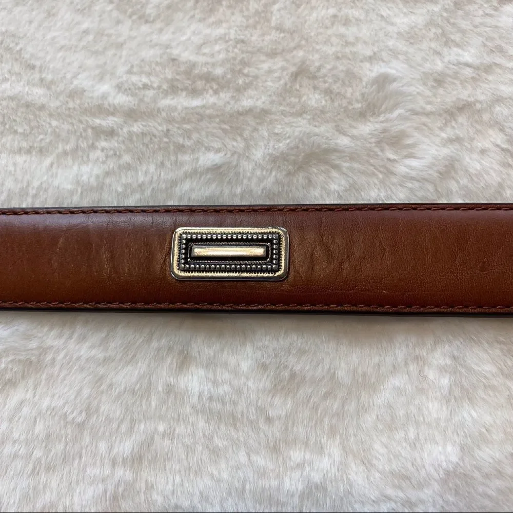 Tan Leather Belt With Silver Accents Size 44